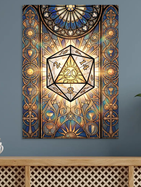 D20 Die in Stained Glass